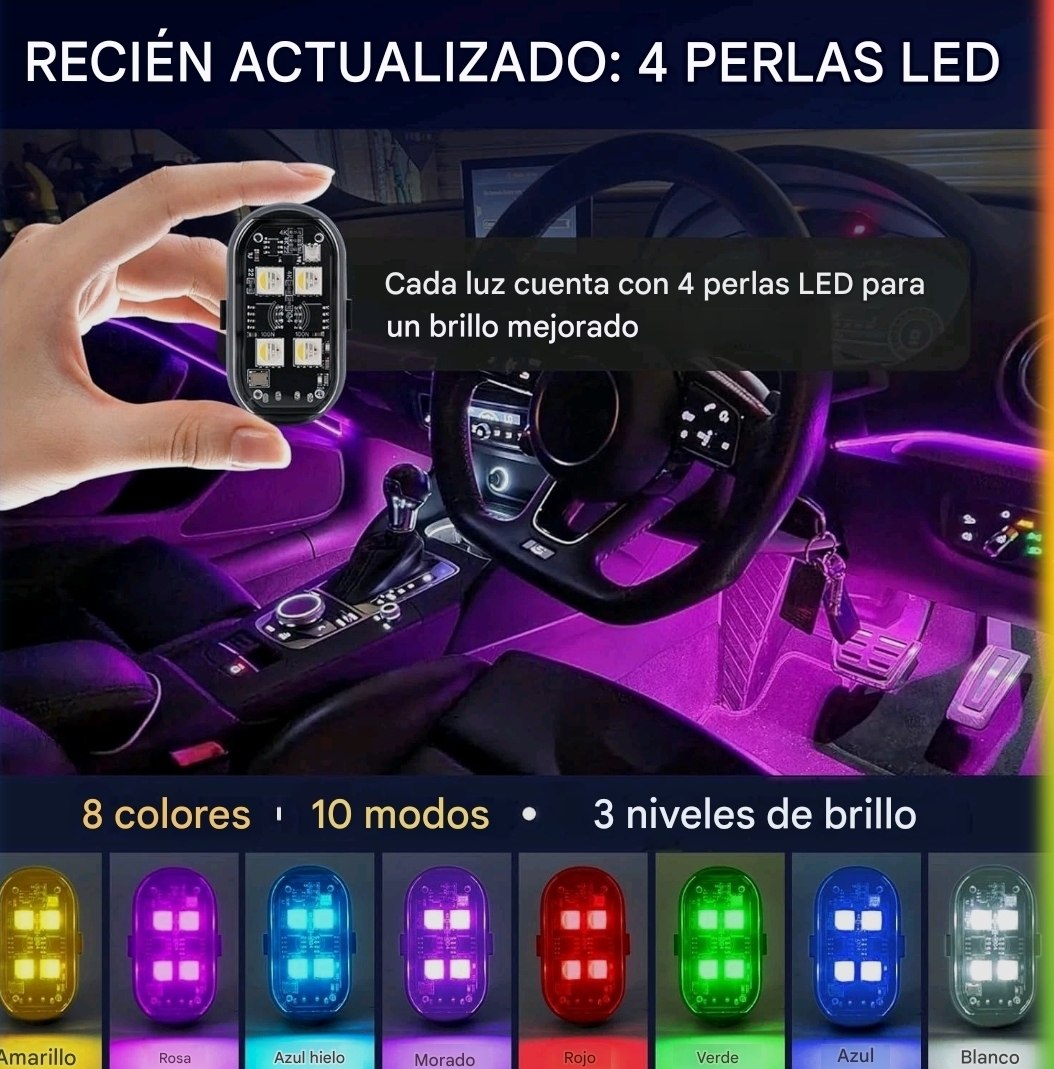 Kit 4 Luces LED RGB Premium Inalámbricas Recargables