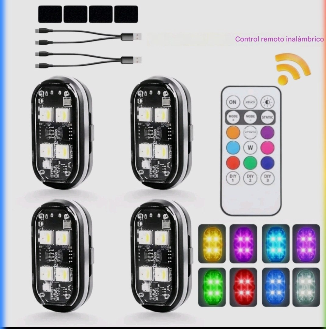 Kit 4 Luces LED RGB Premium Inalámbricas Recargables